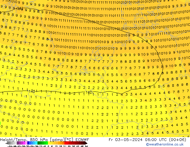 Z500/Rain (+SLP)/Z850 ECMWF ven 03.05.2024 06 UTC