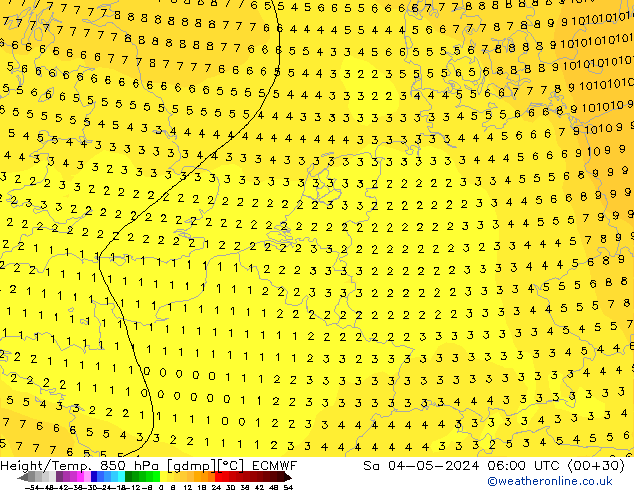 Z500/Rain (+SLP)/Z850 ECMWF сб 04.05.2024 06 UTC