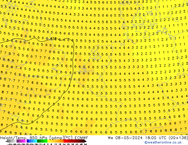 Z500/Rain (+SLP)/Z850 ECMWF St 08.05.2024 18 UTC