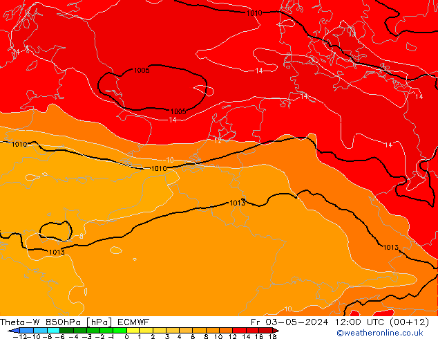 Theta-W 850hPa ECMWF Fr 03.05.2024 12 UTC