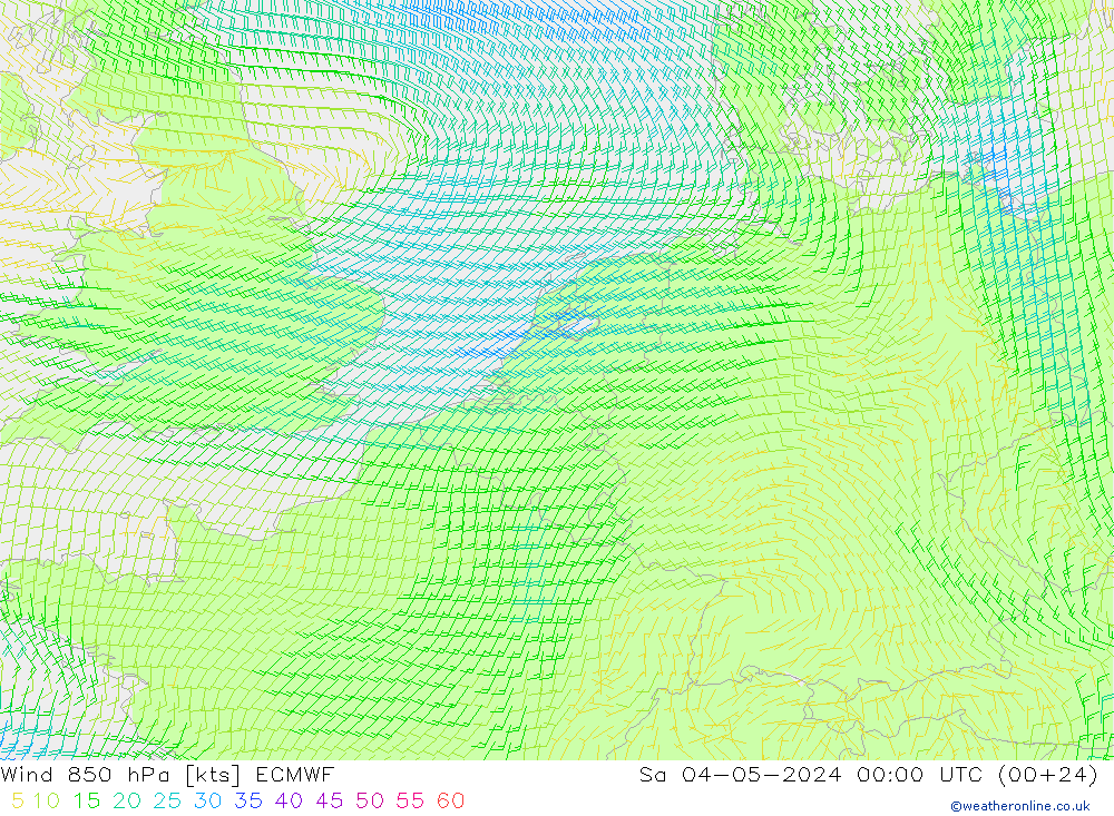 Wind 850 hPa ECMWF Sa 04.05.2024 00 UTC