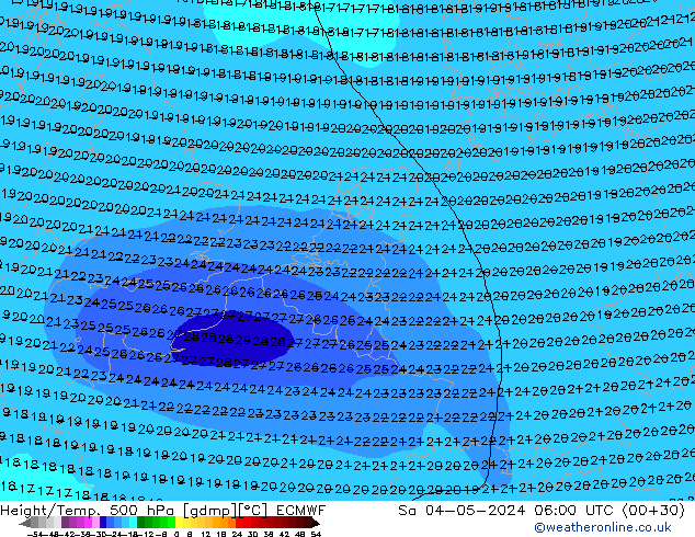 Z500/Rain (+SLP)/Z850 ECMWF сб 04.05.2024 06 UTC