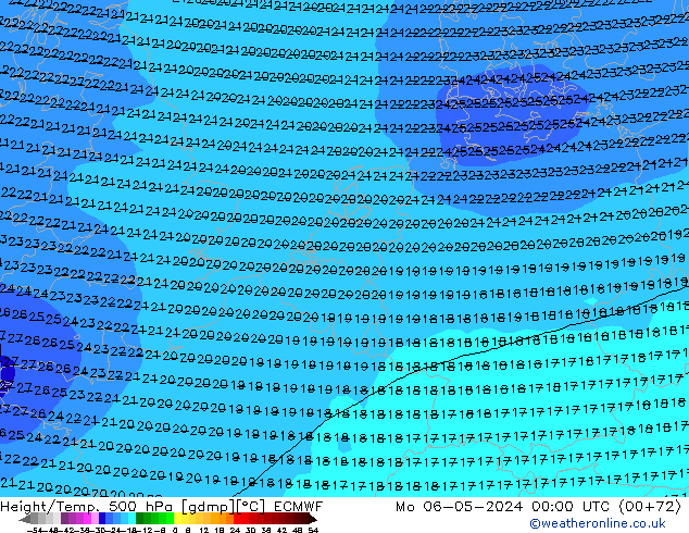 Z500/Rain (+SLP)/Z850 ECMWF пн 06.05.2024 00 UTC