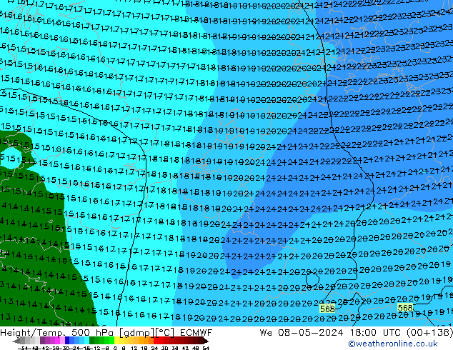 Z500/Rain (+SLP)/Z850 ECMWF St 08.05.2024 18 UTC