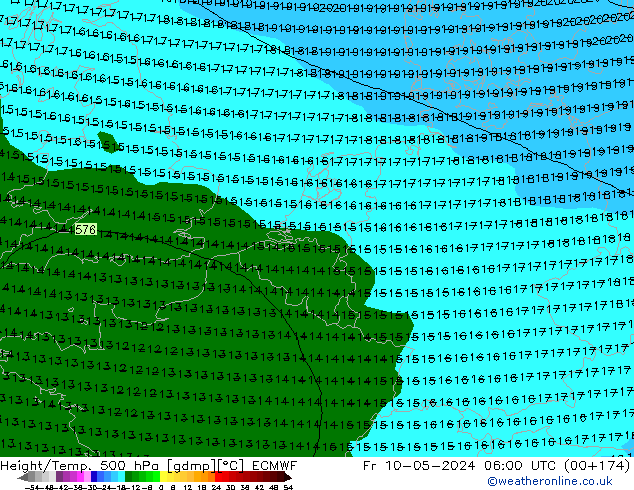 Z500/Rain (+SLP)/Z850 ECMWF Pá 10.05.2024 06 UTC