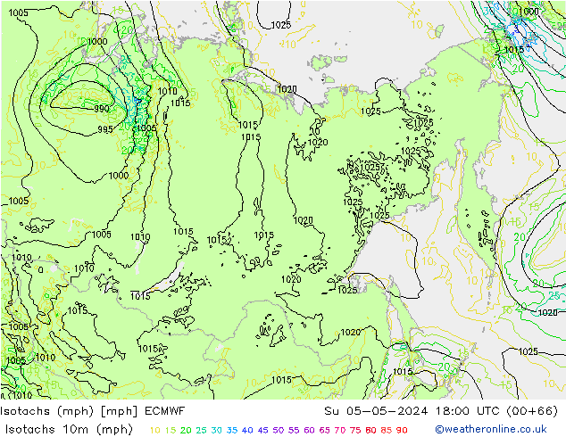 Isotachs (mph) ECMWF Ne 05.05.2024 18 UTC