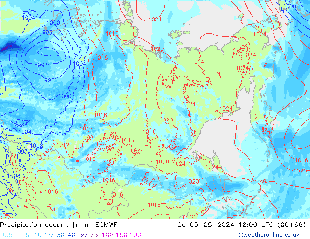 Precipitation accum. ECMWF Dom 05.05.2024 18 UTC