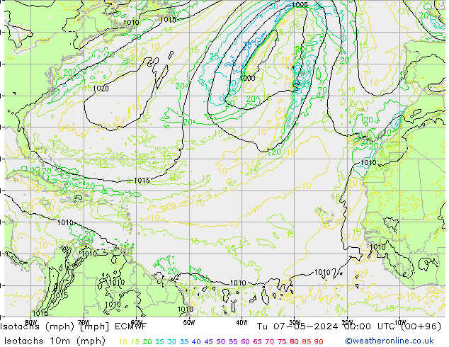 Isotaca (mph) ECMWF mar 07.05.2024 00 UTC