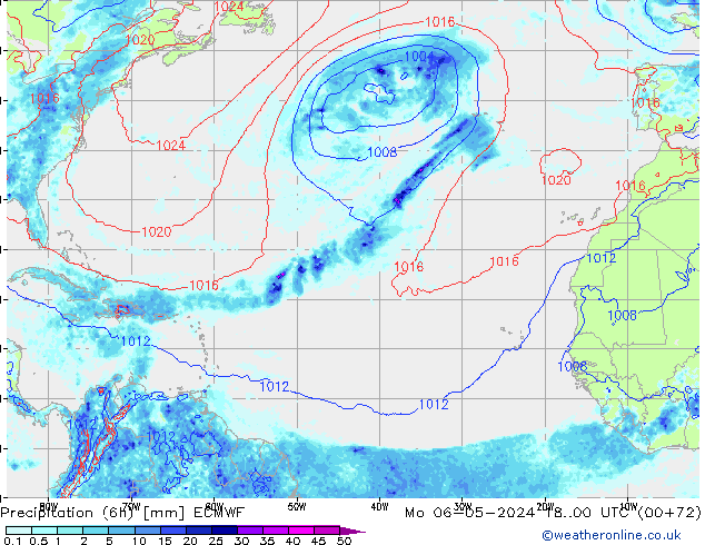 Z500/Rain (+SLP)/Z850 ECMWF  06.05.2024 00 UTC