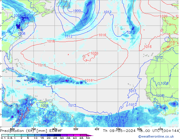 Z500/Rain (+SLP)/Z850 ECMWF gio 09.05.2024 00 UTC