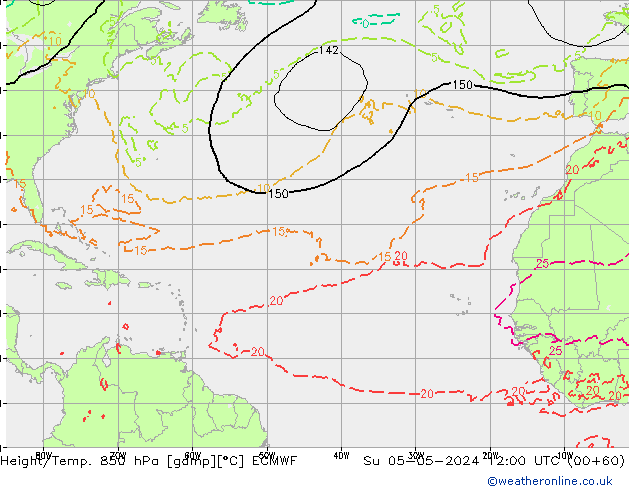 Z500/Rain (+SLP)/Z850 ECMWF dim 05.05.2024 12 UTC