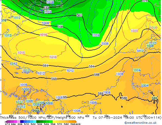 Thck 500-1000hPa ECMWF Tu 07.05.2024 18 UTC