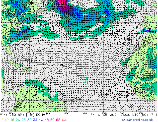 Viento 950 hPa ECMWF vie 10.05.2024 06 UTC