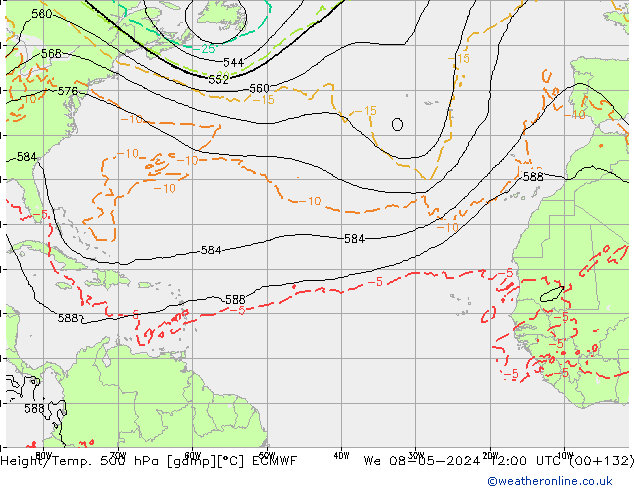 Z500/Rain (+SLP)/Z850 ECMWF We 08.05.2024 12 UTC