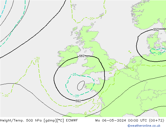 Z500/Rain (+SLP)/Z850 ECMWF Mo 06.05.2024 00 UTC