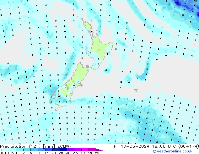 Yağış (12h) ECMWF Cu 10.05.2024 06 UTC