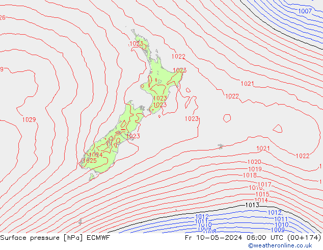 Yer basıncı ECMWF Cu 10.05.2024 06 UTC