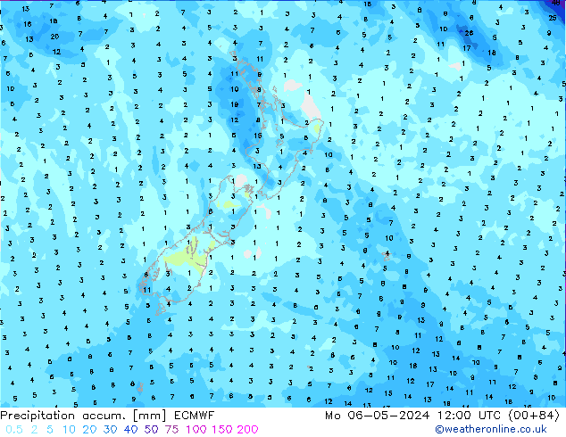 Precipitation accum. ECMWF Mo 06.05.2024 12 UTC
