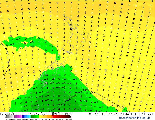 Z500/Rain (+SLP)/Z850 ECMWF Po 06.05.2024 00 UTC