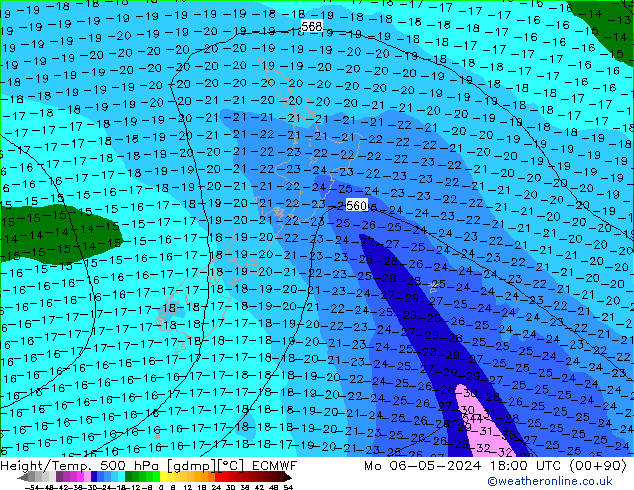 Z500/Regen(+SLP)/Z850 ECMWF ma 06.05.2024 18 UTC