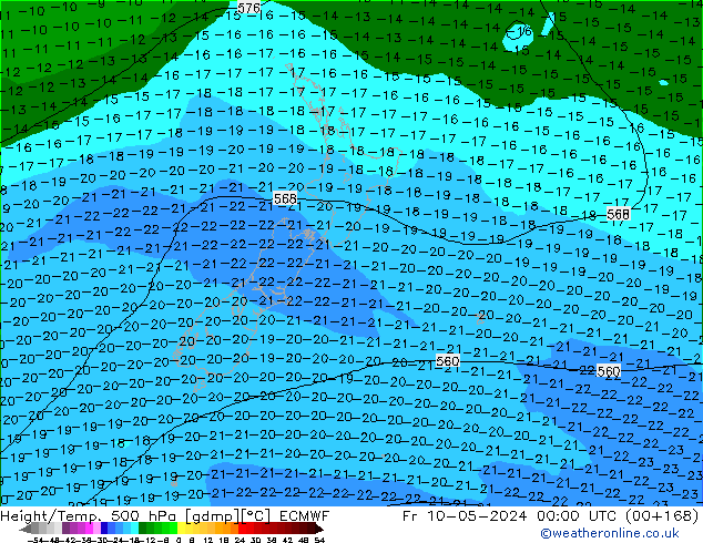 Height/Temp. 500 hPa ECMWF pt. 10.05.2024 00 UTC