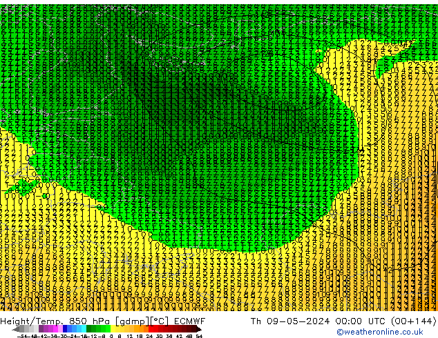 Z500/Rain (+SLP)/Z850 ECMWF чт 09.05.2024 00 UTC