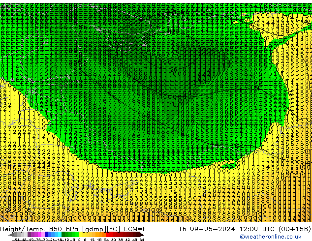 Z500/Rain (+SLP)/Z850 ECMWF Th 09.05.2024 12 UTC