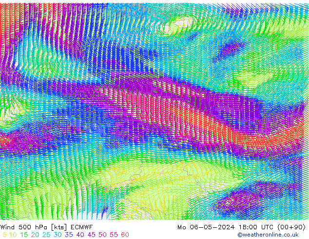 Wind 500 hPa ECMWF ma 06.05.2024 18 UTC