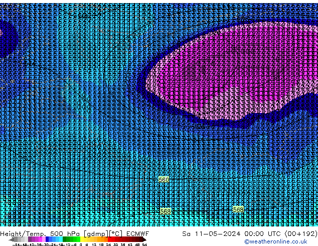 Z500/Rain (+SLP)/Z850 ECMWF sab 11.05.2024 00 UTC