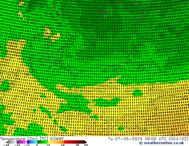 Sıcaklık Haritası (2m) ECMWF Sa 07.05.2024 06 UTC