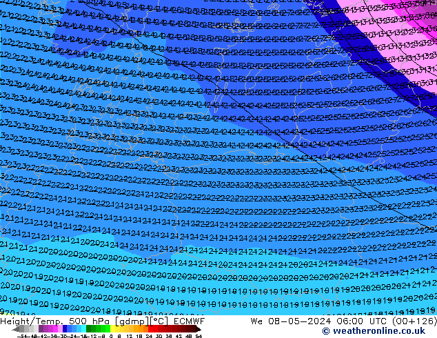 Z500/Rain (+SLP)/Z850 ECMWF Qua 08.05.2024 06 UTC