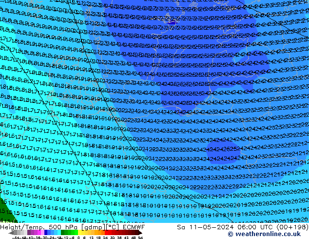 Z500/Rain (+SLP)/Z850 ECMWF sam 11.05.2024 06 UTC