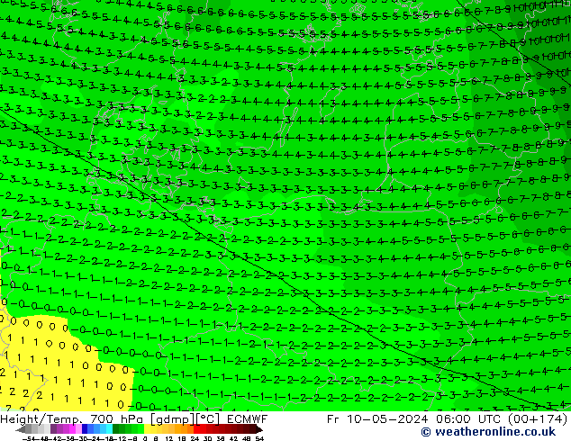 Height/Temp. 700 hPa ECMWF  10.05.2024 06 UTC