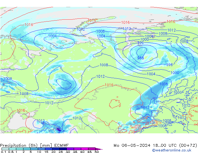 Yağış (6h) ECMWF Pzt 06.05.2024 00 UTC