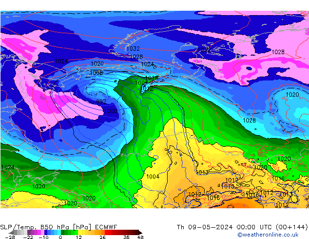 SLP/Temp. 850 hPa ECMWF czw. 09.05.2024 00 UTC