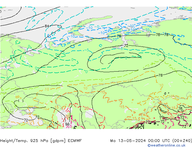 Height/Temp. 925 hPa ECMWF  13.05.2024 00 UTC