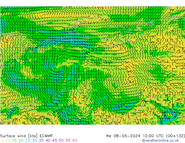 ветер 10 m ECMWF ср 08.05.2024 12 UTC