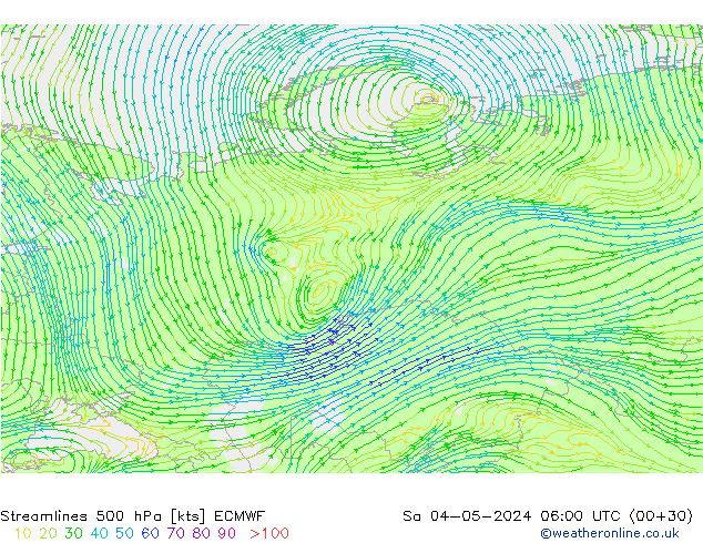 Streamlines 500 hPa ECMWF So 04.05.2024 06 UTC