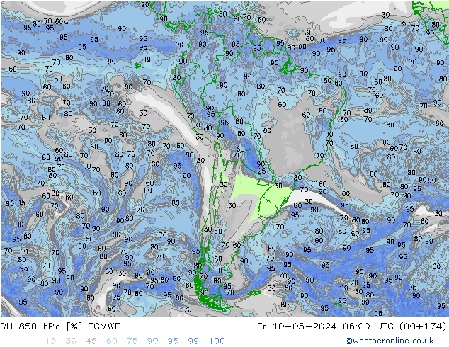 RH 850 hPa ECMWF Fr 10.05.2024 06 UTC