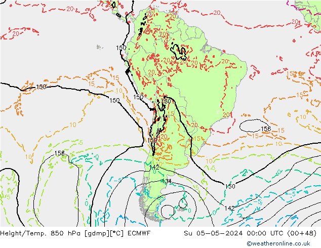 Z500/Rain (+SLP)/Z850 ECMWF dim 05.05.2024 00 UTC