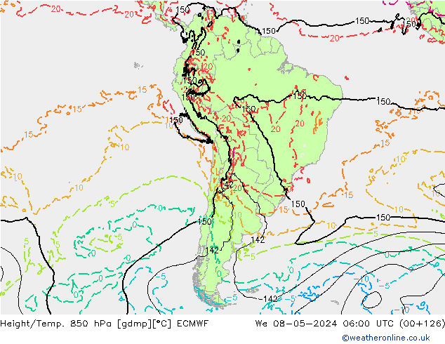 Z500/Rain (+SLP)/Z850 ECMWF Qua 08.05.2024 06 UTC