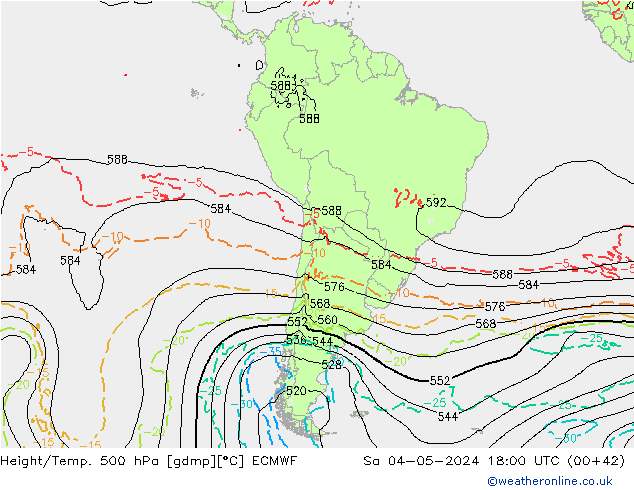 Z500/Rain (+SLP)/Z850 ECMWF Sa 04.05.2024 18 UTC