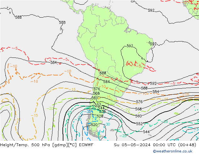 Z500/Rain (+SLP)/Z850 ECMWF dim 05.05.2024 00 UTC