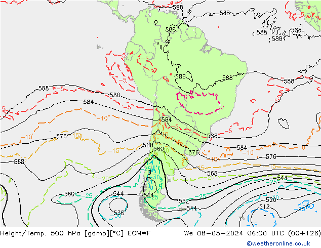 Z500/Rain (+SLP)/Z850 ECMWF Qua 08.05.2024 06 UTC