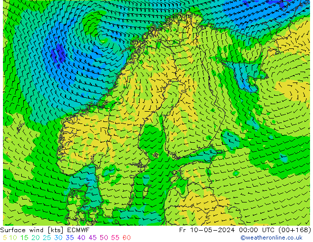 Viento 10 m ECMWF vie 10.05.2024 00 UTC