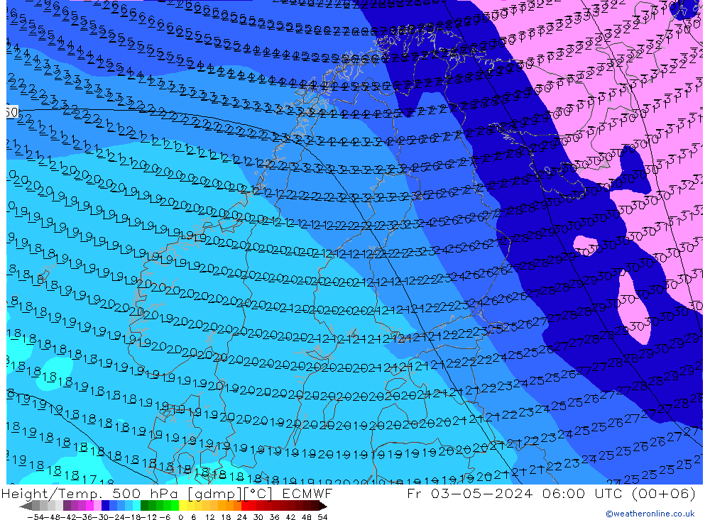 Z500/Rain (+SLP)/Z850 ECMWF ven 03.05.2024 06 UTC