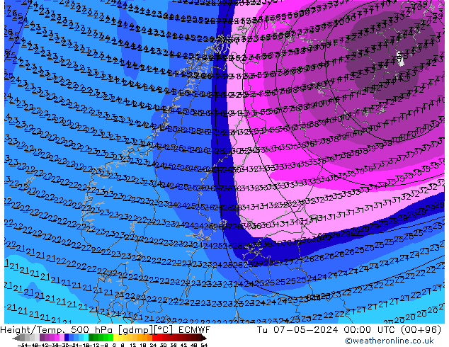 Z500/Rain (+SLP)/Z850 ECMWF mar 07.05.2024 00 UTC