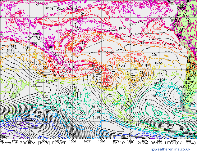 Theta-e 700hPa ECMWF ven 10.05.2024 06 UTC