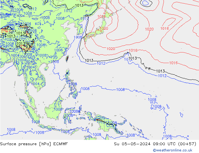 приземное давление ECMWF Вс 05.05.2024 09 UTC