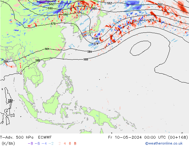 T-Adv. 500 hPa ECMWF ven 10.05.2024 00 UTC